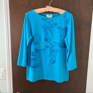 DONATED. Talbots 3/4 sleeve aqua tee